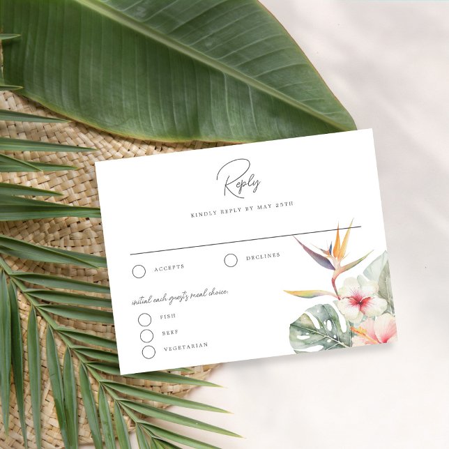 Gorgeous Tropical Botanical Wedding Reply Card (Creator Uploaded)