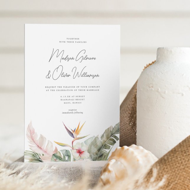 Gorgeous Tropical Botanicals Destination Wedding Invitation (Creator Uploaded)
