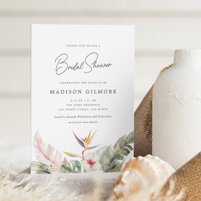 Gorgeous Tropical Botanicals Wedding Bridal Shower Invitation (Creator Uploaded)
