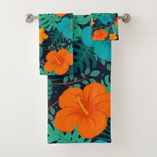 Gorgeous Tropical Exotic Floral - hibiscus Bath Towel Set