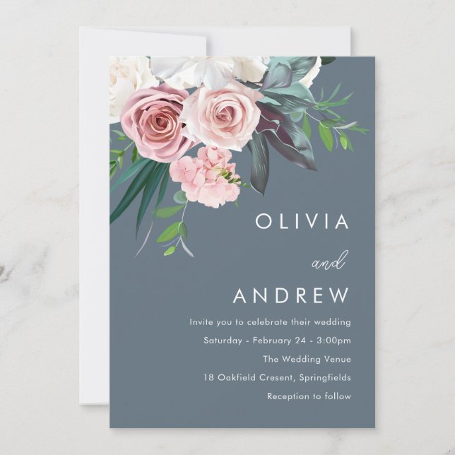 Gorgeous Tropical Modern Wedding Invitation (Front)