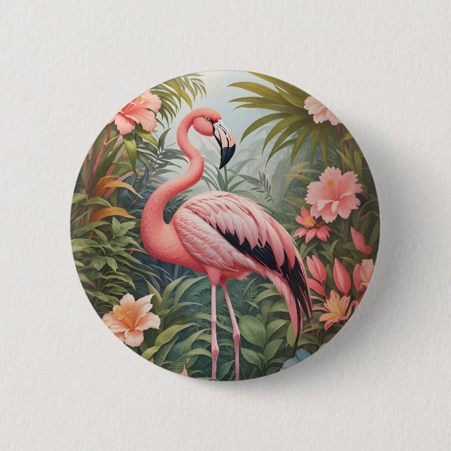 Gorgeous Tropical Pink Flamingo Bird 6 Cm Round Badge (Front)