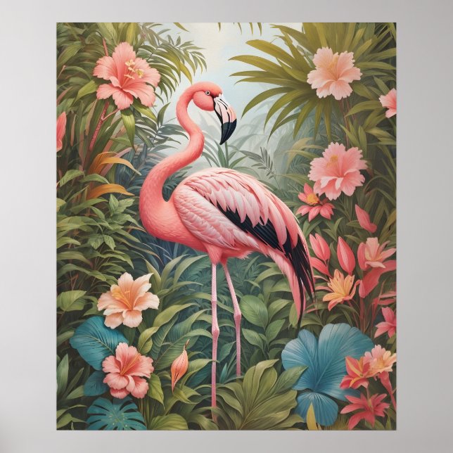 Gorgeous Tropical Pink Flamingo Bird Poster (Front)