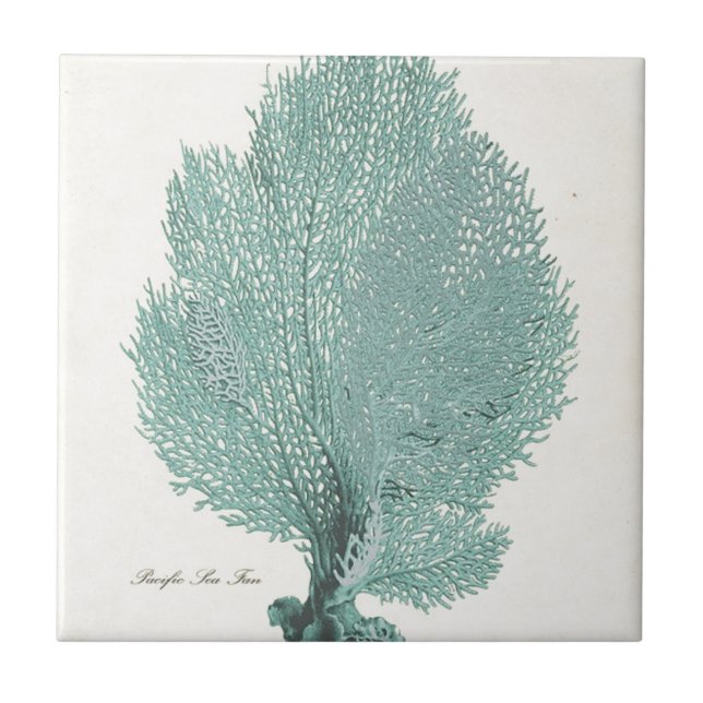 Gorgeous Turquoise/Aqua Pacific Sea Fan Tile (Front)