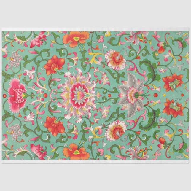 Gorgeous turquoise floral decoupage paper (Front)