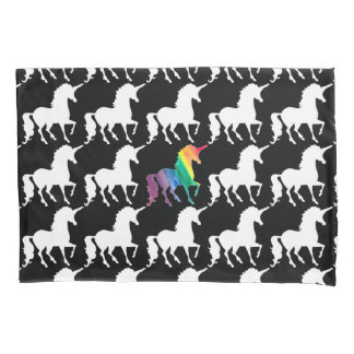 Gorgeous Unicorn Rainbow Black & White Pattern Pillowcase