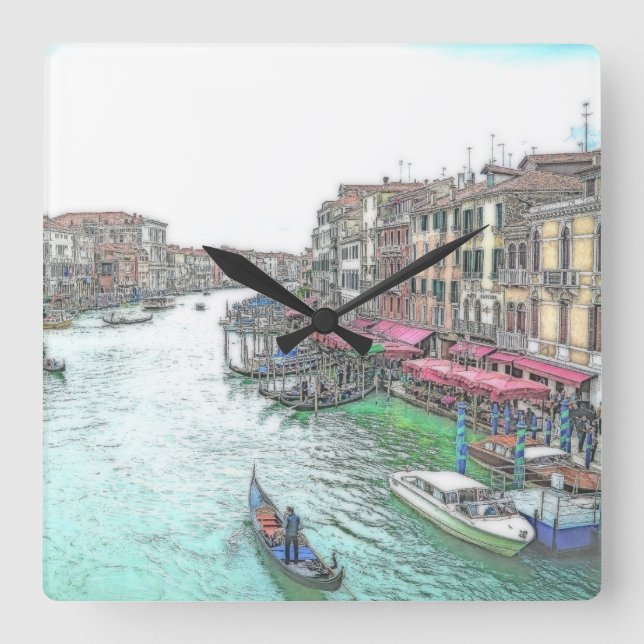 Gorgeous Venice Italy Square Wall Clock (Front)