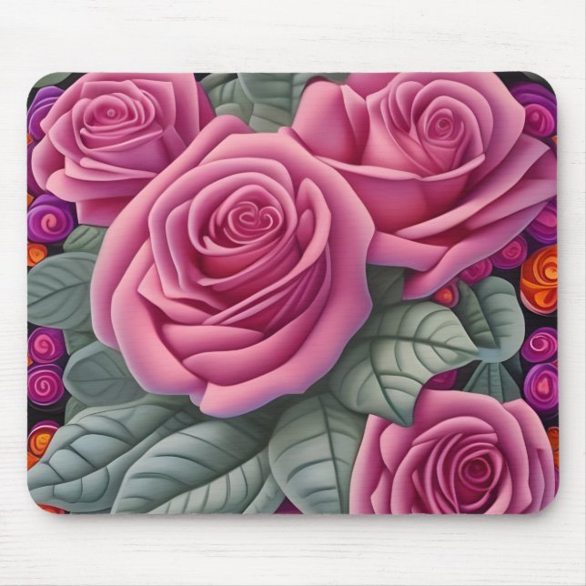 Gorgeous Victorian Pastel Pink Rose Print Mouse Pad (Front)