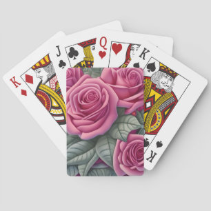 Gorgeous Victorian Pastel Pink Rose Print Playing Cards