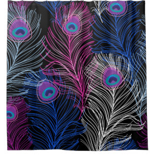 Gorgeous Vintage pattern of peacock feathers on a  Shower Curtain