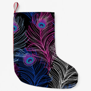 Gorgeous Vintage pattern of peacock feathers on a Small Christmas Stocking