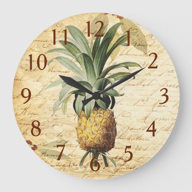 Gorgeous Vintage Pineapple Art Large Clock (Front)