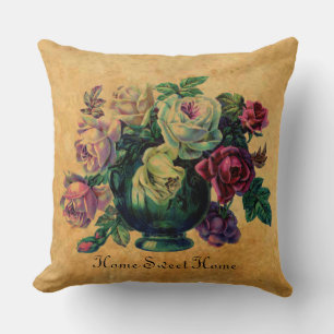 Gorgeous Vintage Roses Rustic home sweet home Cushion