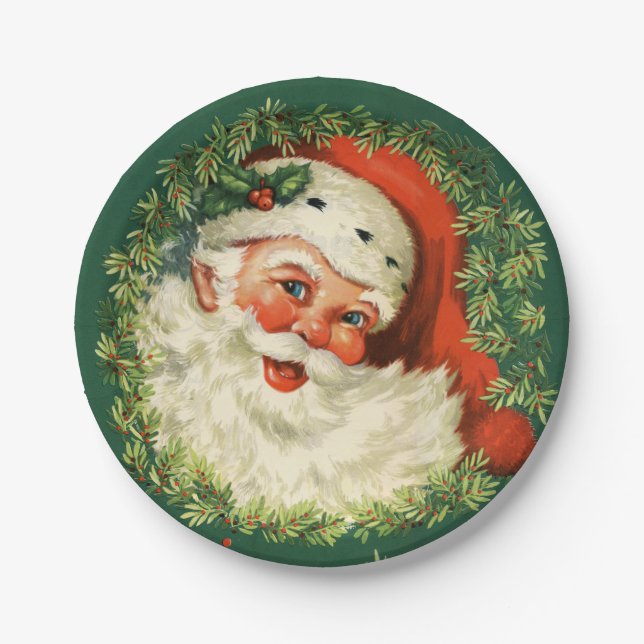 Gorgeous Vintage Santa Claus Image Paper Plate (Front)