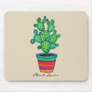 Gorgeous Watercolor Cactus In Beautiful Pot Mouse Pad