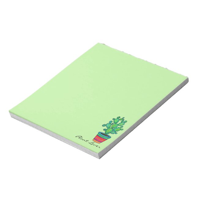 Gorgeous Watercolor Cactus In Beautiful Pot Notepad (Rotated)