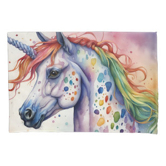Gorgeous Watercolor Colourful Appaloosa Unicorn Pillowcase