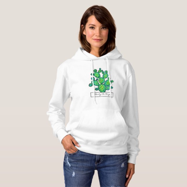 Gorgeous Watercolor Prickly Cactus Hoodie (Front Full)
