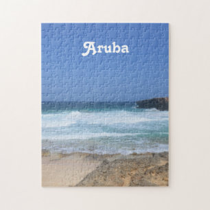 Gorgeous Waves Crashing in Aruba Jigsaw Puzzle