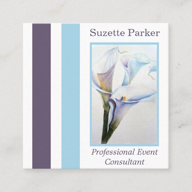 Gorgeous White Calla Lilies Event Planner Square Business Card (Front)