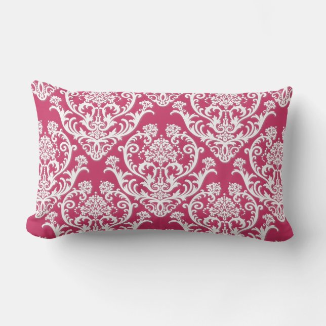Gorgeous White Damask Pattern Lumbar Cushion (Front)