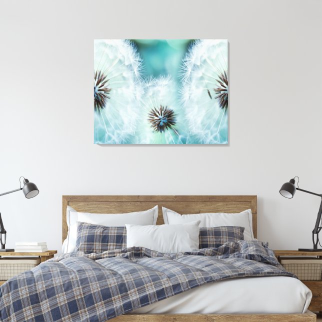 Gorgeous White Puffy Flower  Canvas Print (Insitu(Bedroom))