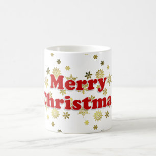 Gorgeous White Red and Gold Merry Christmas Coffee Mug