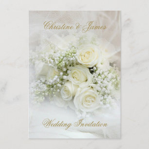 Gorgeous white roses Wedding Invitation