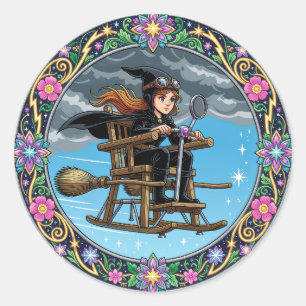 Gorgeous Witch Pilot Classic Round Sticker