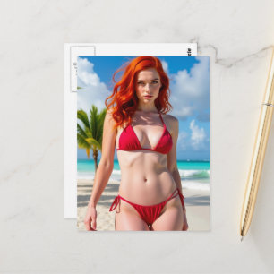 Gorgeous Woman in a Red Bikini Postcard