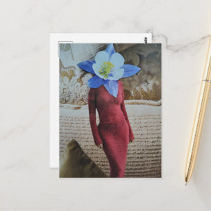 Gorgeous Woman With Flower Head Collage Postcard