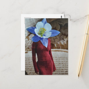 Gorgeous Woman With Flower Head Collage Postcard