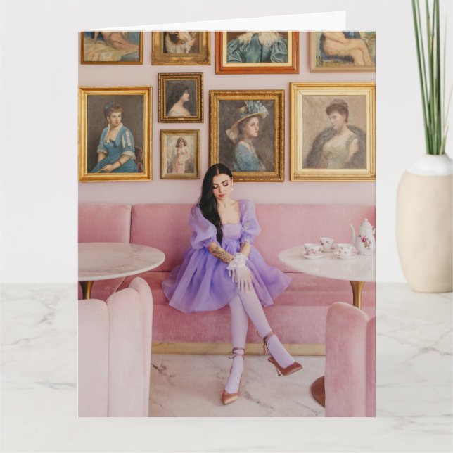 gorgeous women with paintings folded greeting card (Front)