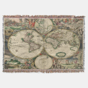 Gorgeous Work Of Art Vintage Old World Maps Throw Blanket