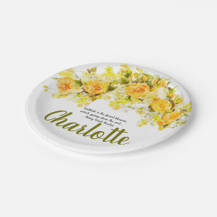 Gorgeous Yellow and Orange Floral Spray Paper Plate