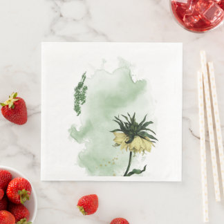 gorgeous yellow flower green leaves napkin