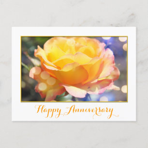 Gorgeous yellow rose flower anniversary postcard