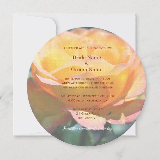 Gorgeous yellow rose flower wedding invitations. invitation (Front)