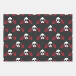 Gorgeously Gothic Red & Black Skull Wrapping Paper