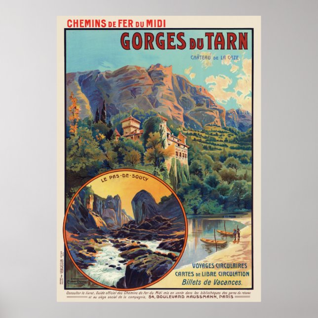 Gorges du Tarn France Vintage Poster 1912 (Front)