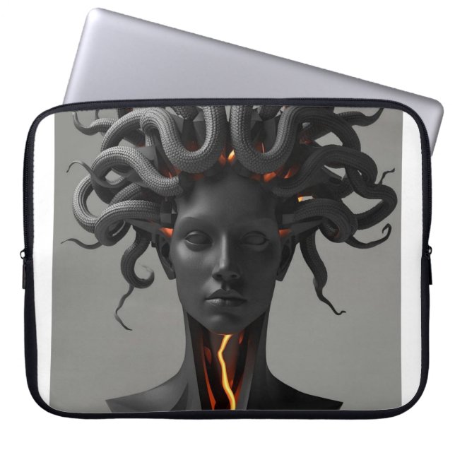 Gorgon Geometric Graphite Laptop Sleeve (Front)