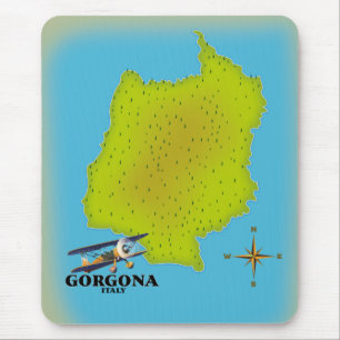 Gorgona Italy map travel poster. Mouse Pad