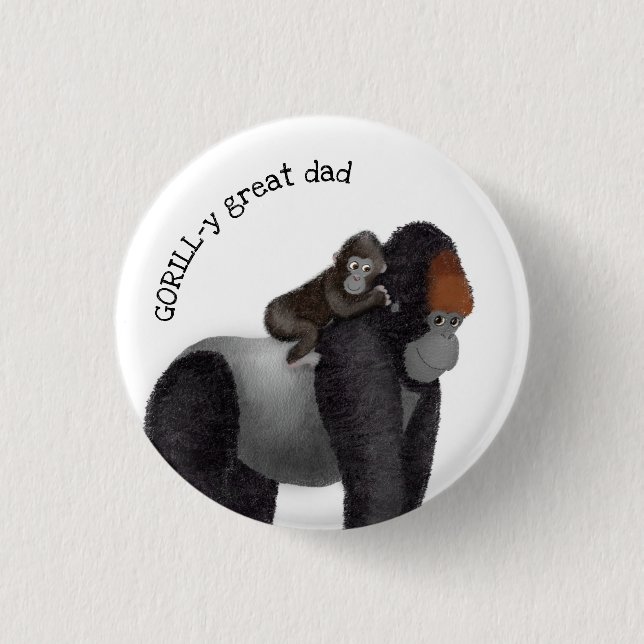 Gorilla and baby  'great dad' badge (Front)