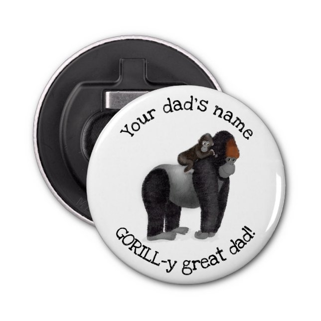 Gorilla and baby 'great dad' bottle opener (Front)