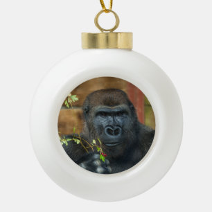 Gorilla And His Berries Ceramic Ball Christmas Ornament