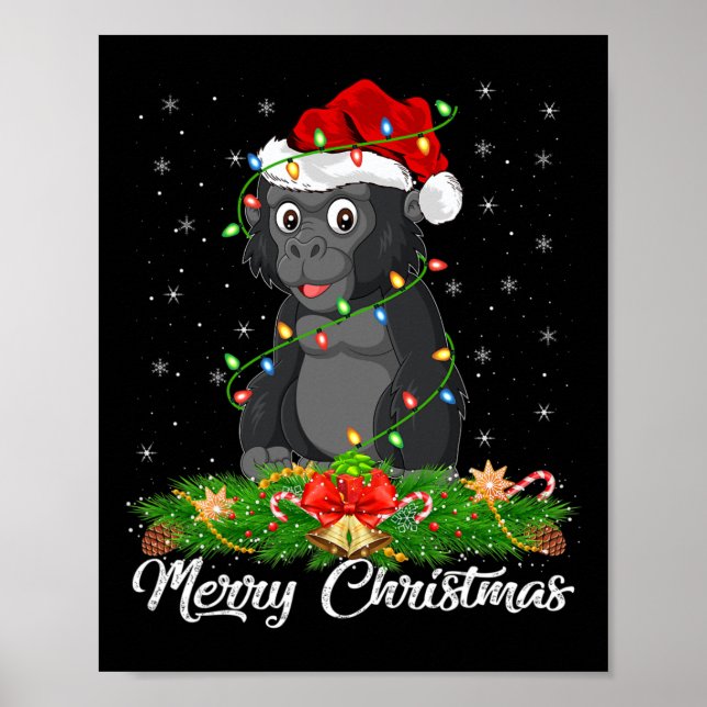 Gorilla Animal Lover Matching Santa Hat Gorilla Ch Poster (Front)