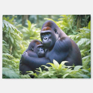 Gorilla Animal Nature Wildlife Affection Caring Magnet