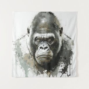 Gorilla Ape Animal Painting Wildlife Forest Tapestry