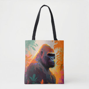 Gorilla Ape Animal Portrait Painting Wildlife Free Tote Bag