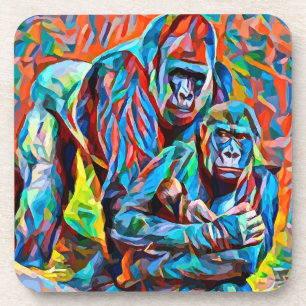 Gorilla Ape Family Abstract Animals Wildlife Art Coaster